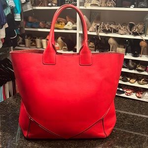 GIVENCHY Solid Large Leather Easy Red Tote Bag